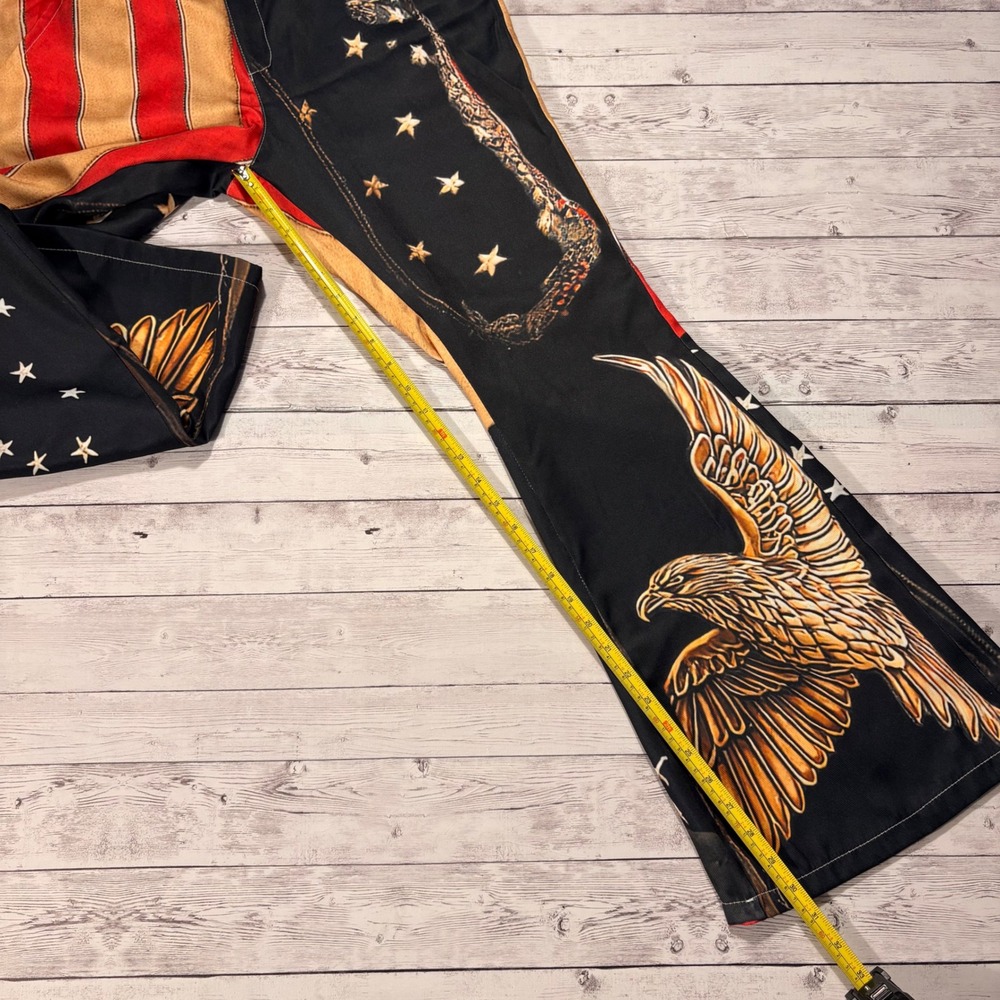 Patriotic American Flag Eagle Flare Leg Festival Rodeo Pants Womens Medium - Picture 5 of 9